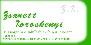 zsanett koroskenyi business card